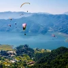 Paragliders at Phewa Lake, Pokhara, Nepal